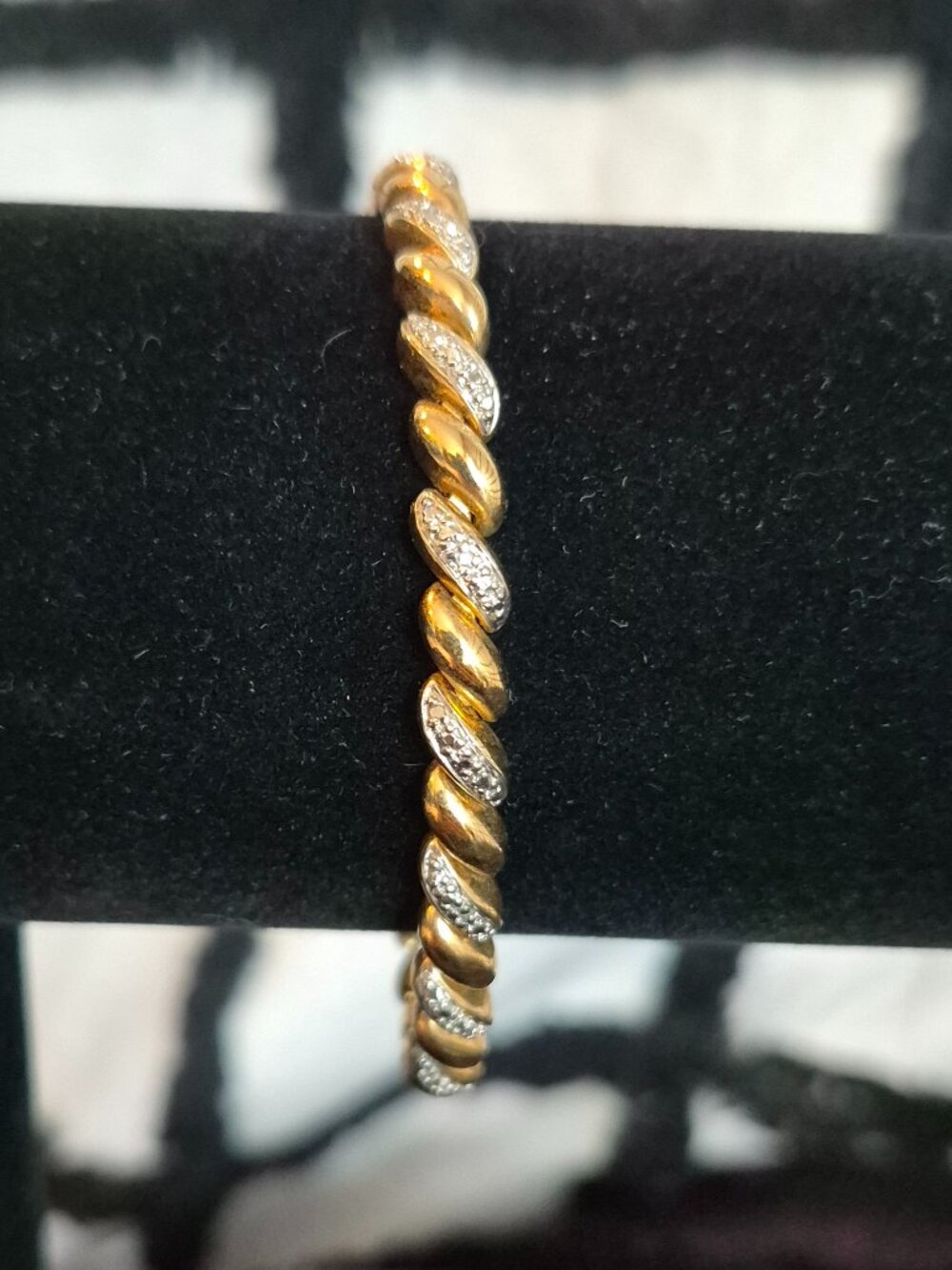 Vintage 925 Sterling Silver Gold Plated CZ San Marco Style Tennis Bracelet